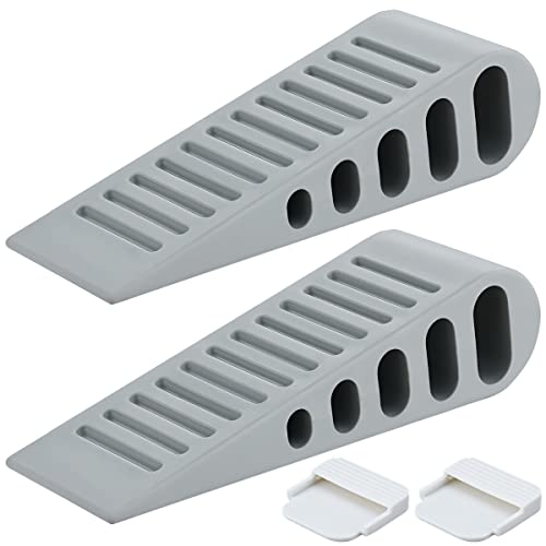 JQK Rubber Door Stopper Wedge, Grey 2 Pack Soft TPR Premium Door Stops for Bottom of Heavy Duty Door on Tile, Concrete, Carpet, Wooden Floor, DSB61-GY-P2 - color: Gray