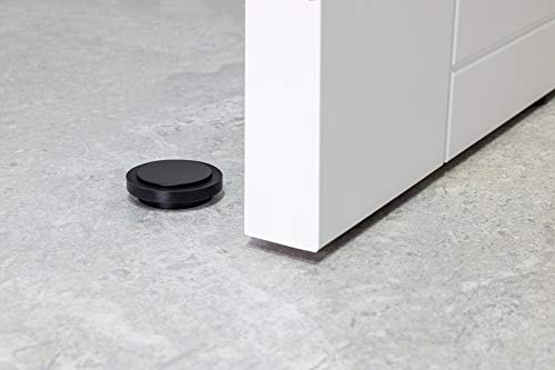 EVI Herrajes Adhesive Door Stop, Black Lacquered Stainless Steel, Modern Design, 12 x 35 mm, 1 Piece - color: Black Lacquered - Black Rubber