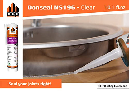 DCP Donseal NS196 Silicone Caulk Sealant 1 Pack – 100% Silicone Tube for Bathroom, Kitchen, Outdoor, Bathtub and Window Seal, 10.1 fl oz – Clear - style: 1-pack