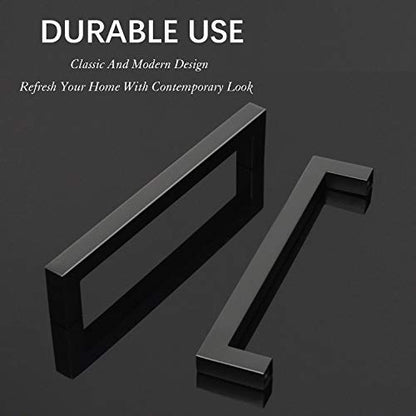 KNOBWELL 6 Pack Cabinet Handles Matte Black, Euro Style Stainless Steel T Bar Kitchen Cabinet Handles - 6-3/10" Hole Centers, 6-7/10" Overall Length - color: Matte Black, size: Hole Center:6-3/10 inch(160mm)
