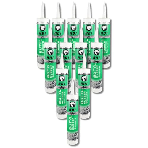 Red Devil 06970I12 RD Pro Butyl Rubber Sealant – High-Performance Industrial-Grade Sealant for Outdoor & Below-Grade Applications, Paintable, Excellent Adhesion, 10.1 oz Cartridge, White, Pack of 12 - color: White, size: 12 Pack