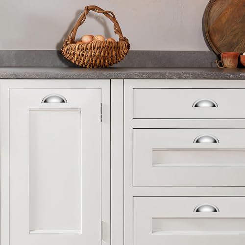 khtumeware 10 Pack 2-1/2" Drawer Pulls Polished Chrome Cabinet Cup Pulls Kitchen Hardware Cabinet Handles Drawer Handles Knobs 2.5 inch Hole Center - color: Polished Chrome, size: 2-1/2"(64mm) Hole Center, style: 10-pack