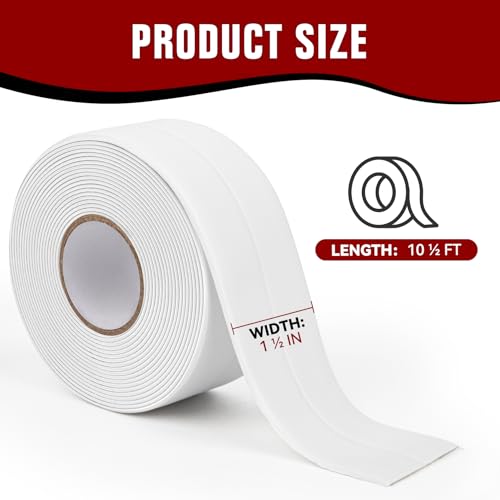 White Waterproof Caulk Tape, Self-Adhesive for Toilet, Tub, Kitchen, Corners,Bathroom Surfaces, Easy Application, 1-1/2 Inch x 10-1/2 Feet-1roll - style: 1 Roll-WIF