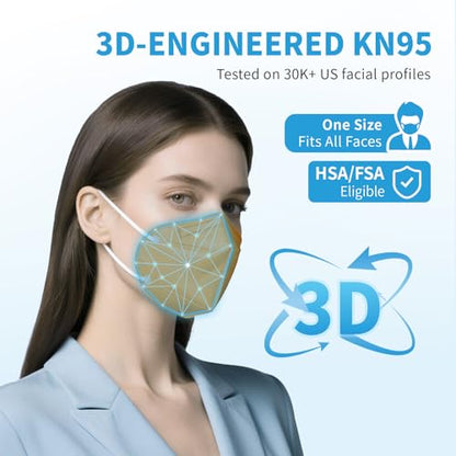 akgk KN95 Face Mask 50 PCS, Breathable Protection Masks, 5-Ply KN95 Masks, Cup Dust Safety Masks - color: Tangerine