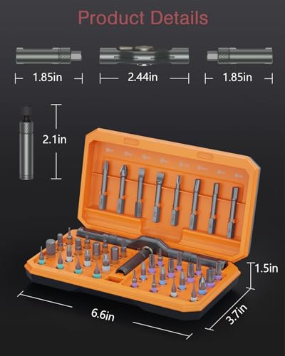 LOFICOPER 42 in 1 Ratchet Screwdriver Set, Magnetic Screwdriver Kit, DIY Ratchet Screwdriver Kit with Detachable Handle, Portable Repair Tool Kit for Household Electronics Bike, Idea for Christmas - color: Yellow