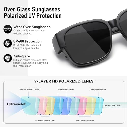 HAOLOTA Polarized Fit Over Glasses Sunglasses for Men Women,UV400 Protection Wrap Around Shades for Driving & Outdoor - color: A01 Black/Grey + Black/Grey + Black/Grey