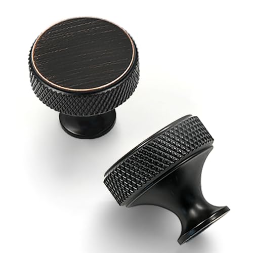 Amerdeco 10 Pack Oil Rubbed Bronze Knurled Cabinet Knobs Kitchen Cabinet Handles for Drawer Dresser, Cupboard and Wardrobe ZH0036 - color: Oil Rubbed Bronze