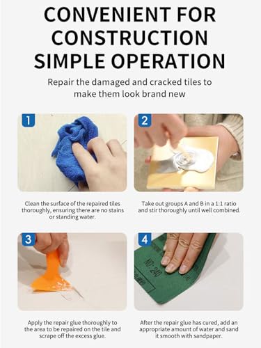 Tile and Granite Repair Kit, 2026 Upgraded Porcelain Tile Stone Crack Repair Kit (Color Match), Ceramic, Granite and Marble Repair Professional Kit for Kitchen Bathroom Balcony
