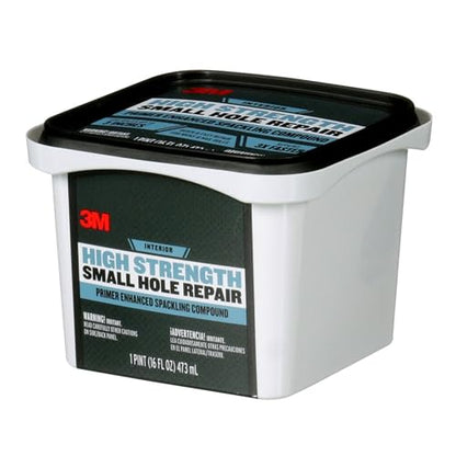 3M High Strength Spackling Compound, 16 oz., Small Hole Repair Primer Enhanced Spackling Compound, Quick & Easy Repair For Nicks & Nail Holes, No Shrinking, Cracking or Sagging (SHR-16-BB) - size: 16 Fl Oz (Pack of 1)
