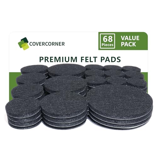 Felt Furniture Pads for Hardwood Floors 68 PCS, Furniture Pads, Floor Protectors for Hardwood Floors, Felt Pads for Furniture, Round, Black, Value Pack - size: 68pcs Value Pack Round Black