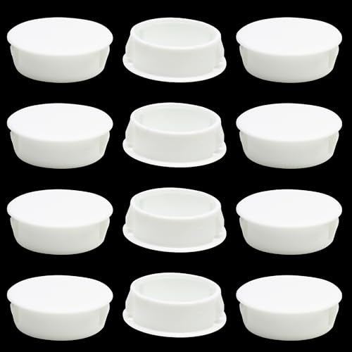 EASYEAH 1-3/16"(30mm) Plastic Hole Plugs, Flush Type Panel Snap in Locking Door Screw Shelf Hole Plug, Round Drilling Hole Cover Cabinet Furniture Cupboard Shelves Pipe Insert End Caps, 12PCS White - size: 1-3/16"/30mm