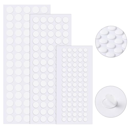 JANYUN 225 Pieces Double Sided Sticky Dot Stickers Round Putty Clear Sticky Tack No Trace Sticky Putty Waterproof Small Balloon Stickers for Wall Wood Plastic Christmas Supplies (6mm+10mm+20mm) - size: 0.23"+0.39"+0.78" Round