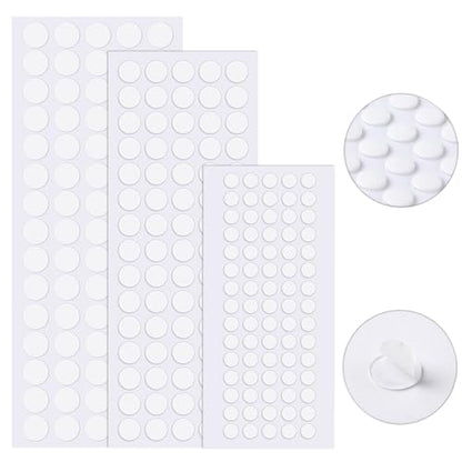 JANYUN 225 Pieces Double Sided Sticky Dot Stickers Round Putty Clear Sticky Tack No Trace Sticky Putty Waterproof Small Balloon Stickers for Wall Wood Plastic Christmas Supplies (6mm+10mm+20mm) - size: 0.23"+0.39"+0.78" Round