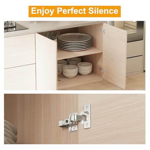 40pcs Inset Cabinet Hinge Frameless Concealed Door Hinges European Soft Closing Four-Hole Mounting Plate Hinges Nickel Plated Finish - color: Inset, size: 20 Pair