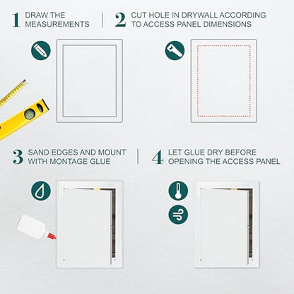 8" x 10" White Metal Access Panel, Service Shaft Door, Plumbing, Electricity Heating Alarm Wall for Drywall, Bathroom Services Hole Cover, Wall Covering - size: 8x10 Inch