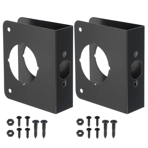 PATIKIL Door Reinforcement Plate, 2 Set Doors Reinforce Repair for 1-3/8" Thick Door 4-1/2" Size Door Knob Lock Latch Deadbolt Cover Plate Home Security, Black - color: Black, size: 1-3/8"; 4-1/2"