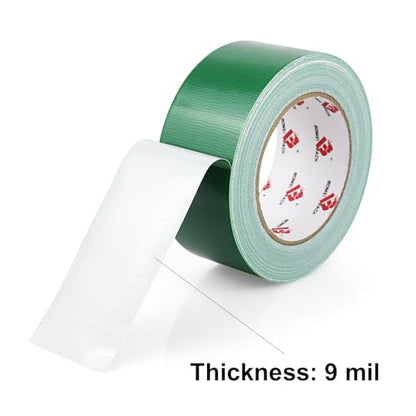 BOMEI PACK 3 Pack Duct Tape Green Heavy Duty,2 Inch x 30 Yards,9 Mil Thick Heavy Duty Strong Green Tape Duct,Waterproof,No Residue,Flexible,Tear by Hand,Industrial Grade for Repairing,Fxing - color: Green