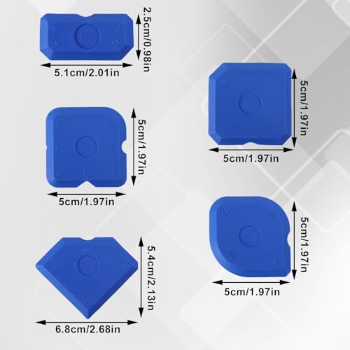 10pcs Silicone Cramer Spreader Caulking Tool Set Kit, Sealant Profiling Finishing Smoothing Mastic Tool Caulk Remover Reusable Grout Scraper Applicator for Kitchen Bathroom Floor Window & Sink (Blue) - color: Blue