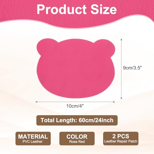 PATIKIL Leather Repair Patch, 2 Pcs 4 x 3.5 Inch Self-Adhesive Vinyl Patch Furniture Tape Repair Kit for Sofas Couches Stools Chairs Cabinets Bags, Rose Red - color: Rose Red