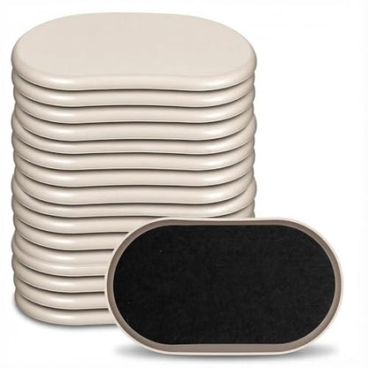 16pcs Oval Furniture Sliders, 6" x 3-1/2" Heavy-Duty Reusable Movers for Carpet & Hardwood Floors - Effortlessly Move & Protect Sofas, Tables, Cabinets