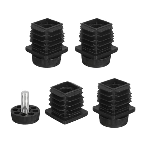 uxcell 4 Set Leveling Feet, 30x30mm Plastic Adjustable Furniture Leg Leveling Rectangle Tube Insert Screw-in Glide Levelers Fit Hole 30mm for Table Chair Furniture, Black - size: 30x30mm
