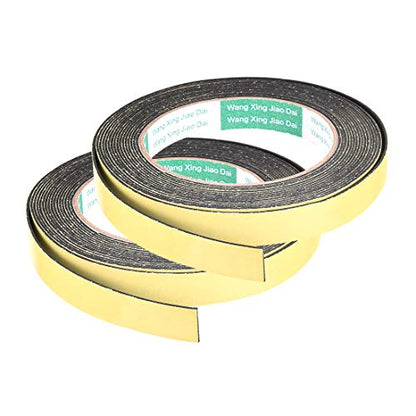 uxcell Sealing Foam Tape 15mm Wide 1mm Thick 5m/16.4ft Long, Self Adhesive Weather Strip for Window Door Insulation, Pack of 2 - size: 15mmx1mmx5m