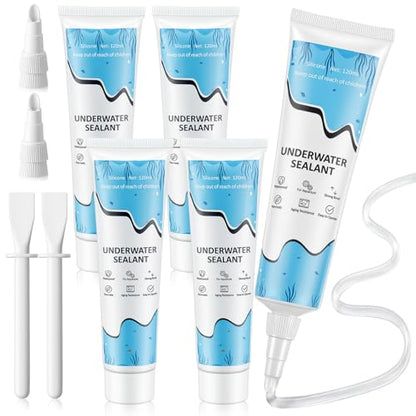 Threlaco 4 Pcs Aquarium Silicone 4 oz Aquarium Safe Silicone Underwater Sealant Clear Waterproof Strong Adhesion for Fish Tank Pools