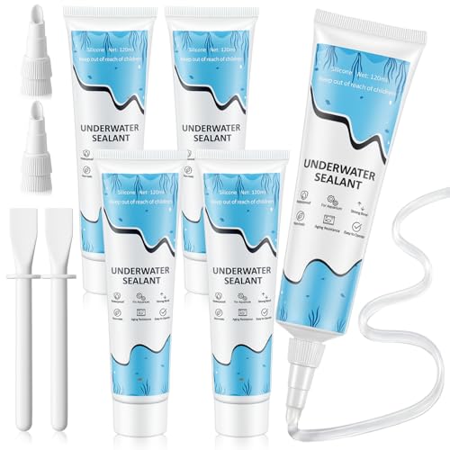 Threlaco 4 Pcs Aquarium Silicone 4 oz Aquarium Safe Silicone Underwater Sealant Clear Waterproof Strong Adhesion for Fish Tank Pools