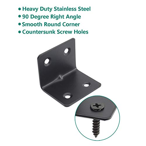 Heavy Duty Stainless Steel Corner Bracket,ULIFESTAR L Shaped Shelf Bracket 90 Degree Corner Brace Large Joint Right Angle L Bracket for Furniture Wood Cabinets Shelves 8 Pack Black(38x30x30mm) - size: 38*30*30mm 4 Screw Holes