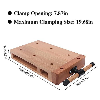 Portable Woodworking Bench Vise - Hard Wood Vise for Workbench w/4 Bench Dogs and 2 Clips, Wood Bench Vises Kit Workbench Top Whittling Vise Woodworking Tools Work Benches for Garage Studios