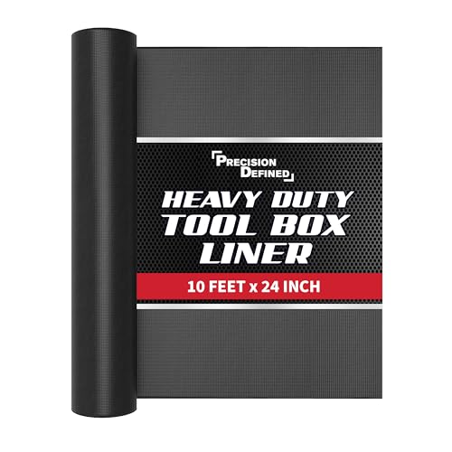 Precision Defined Professional Grade Tool Box Liner, 10 ft x 24", Black | Tool Box Drawer Liner, Shelf Liner Non Slip Mat, Thick Cabinet Shelf Liner, Toolbox Drawer Liner - size: 10 Ft X 24"