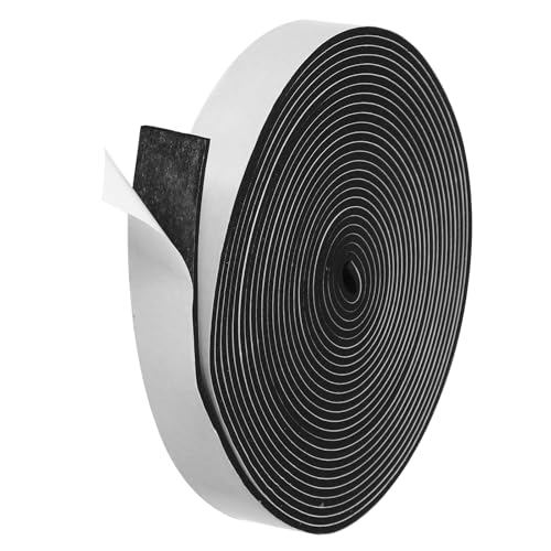 PATIKIL Weather Stripping Door Seal Strip, 1 Roll 1 Inch x 1/8 Inch x 26 Ft Self Adhesive Soundproof High Density Foam Tape Insulation for Door Window Air Conditioning, Black - color: Black, size: 1 Inch x 1/8 Inch x 26 Ft