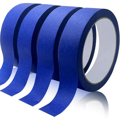 Blue Painters Tape, Masking Tapes, Premium Painter's Tape (88yd=4Rolls*0.94in*22yd), Adhesive Paint Tape for Wall Painting, DIY Artist Craft Arts, Decoration, Drafting, No Residue,Easy Removal - size: 4 Rolls, 0.94" x 22 Yds