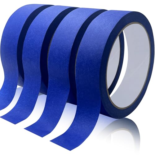 Blue Painters Tape, Masking Tapes, Premium Painter's Tape (88yd=4Rolls*0.94in*22yd), Adhesive Paint Tape for Wall Painting, DIY Artist Craft Arts, Decoration, Drafting, No Residue,Easy Removal - size: 4 Rolls, 0.94" x 22 Yds