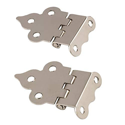 Nickel Plated Offset Boone or Sellers Cabinet Hinge | Pack of 2 | Hoosier Type Cabinet Reproduction Hardware | UA-205-HPN (1)