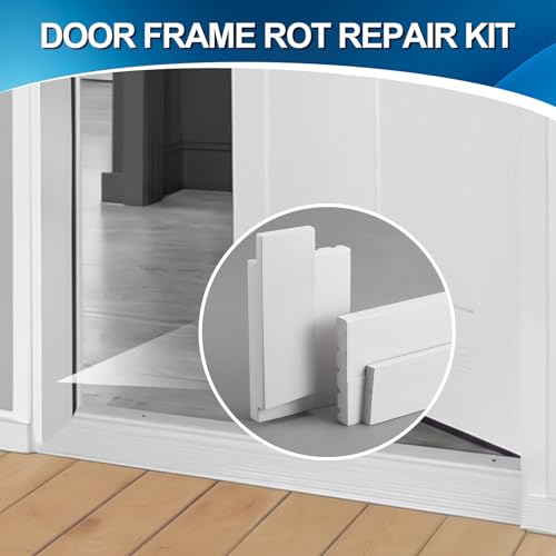 CroBlissful Pine Wood Door Frame Rot Repair Kit, 4-9/16 x 8 All-in-One Exterior Door Jamb Reinforcement Kit for Inward-Opening Doors & Window Sills, Durable Wetproof Paint, DIY Friendly - size: 4-9/16" W X 8" L