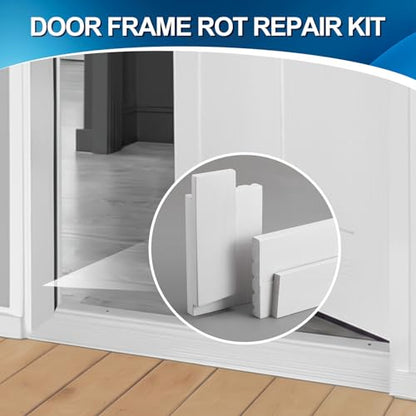CroBlissful Pine Wood Door Frame Rot Repair Kit, 4-9/16 x 8 All-in-One Exterior Door Jamb Reinforcement Kit for Inward-Opening Doors & Window Sills, Durable Wetproof Paint, DIY Friendly - size: 4-9/16" W X 8" L