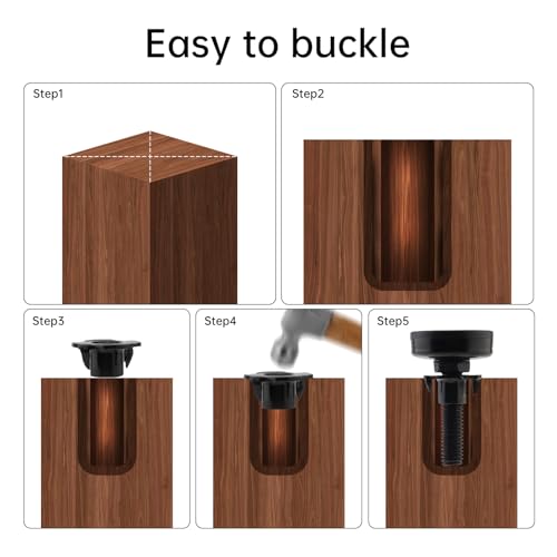 8 Packs Heavy Duty Adjustable Leveling Feet, Furniture Levelers, T-Nut Kit 3/8”-16 Thread, Furniture Leg Levelers for Table Chair Sofa Desk Cabinet,Supports 2640LBs