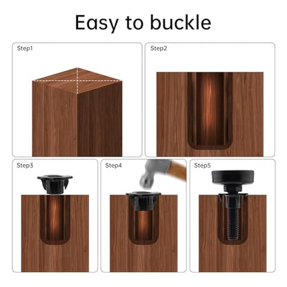8 Packs Heavy Duty Adjustable Leveling Feet, Furniture Levelers, T-Nut Kit 3/8”-16 Thread, Furniture Leg Levelers for Table Chair Sofa Desk Cabinet,Supports 2640LBs