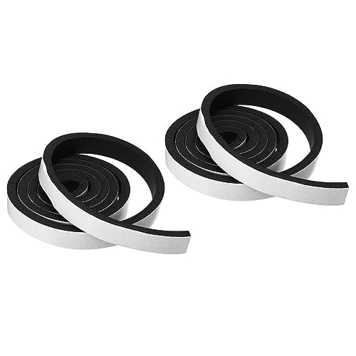 PATIKIL Foam Weather Stripping for Doors, 2 Rolls 1" W x 3/8" T Foam Seal Tape Adhesive Insulation Strip for Door Window Air Conditioning, Black(13 Ft Total Length in 2 Rolls) - size: 1" W x 3/8" T