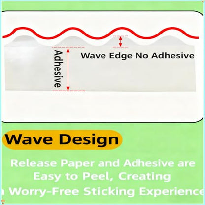 Wavy Edge Heavy Duty Double Sided Mounting Tape, Removable No Residue Wall Safe, 32.8Ft×0.78in Waterproof Strong Adhesive Easy Tear for LED, Picture Hanging, Home Car Office Decor & DIY