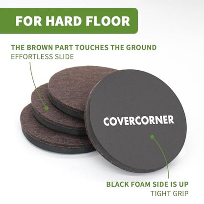 Furniture Sliders for Hardwood Floors 8 PCS - 4 3/4 inch Sliders for Moving Furniture – Felt Furniture Pads for Hardwood Floors Brown - size: 8 PCS 4 3/4" Brown