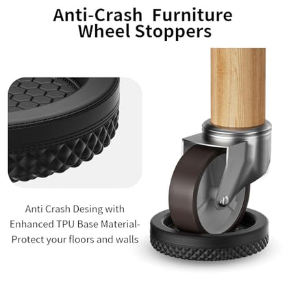 YSD Non Slip Furniture Caster Cups, 12 PCS 50 MM Anti-Sliding Furniture Pads Bed Couch Stopper Floor Protectors with Grip - Black Round Furniture Coasters - size: 50MM