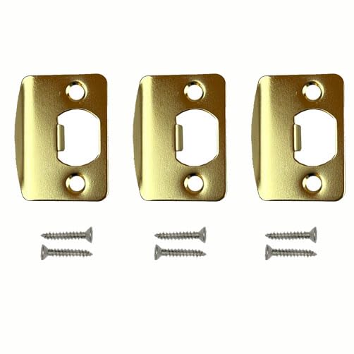 Replacement Products Strike Plate Full Lip, 2-1/4" x 1-5/8" for Knob or Latch, 1/4" Thick, Polish Brass 3 PCS - color: D-PB finish 3pcs