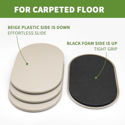Furniture Sliders for Carpet 4 PCS - 9 1/2 inch Furniture Moving Slider Chair Legs Floors Protectors– Move Your Furniture Easy & Safely (for Carpet) - size: 4 Pcs 9 1/2 Inch Beige