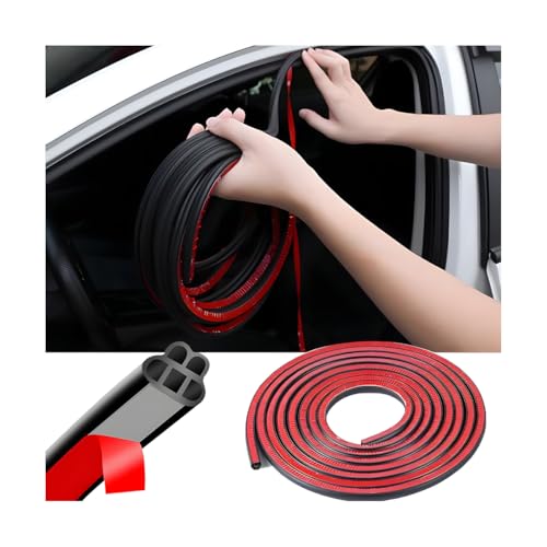 Mandark Car Door Seal Strip, Rubber Double Layer Vehicle Weather Stripping, 52.5ft 5 Holes Soundproof Self Adhesive Automotive Sealing Strip Accessories, Universal for SUV, Truck, RV - size: 5 Holes/52.5FT