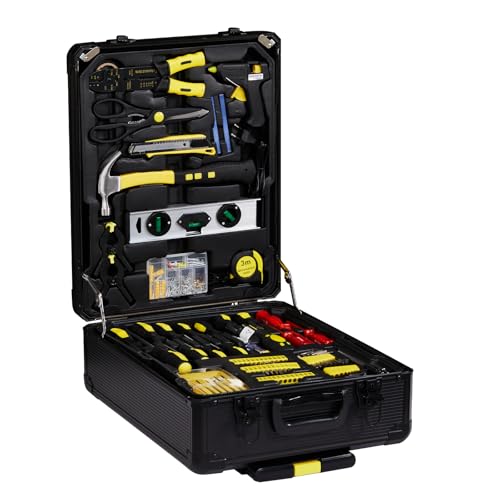 799pcs Tool Set,House Repairing Hand Tool Kits,Portable Complete Basic Repair General Hand Tool Sets,Home Basic Repair Tool Kit,with Aluminum Trolley Case,for DIY Home Maintenance (Yellow & Black) - color: 799pcs-yellow & Black