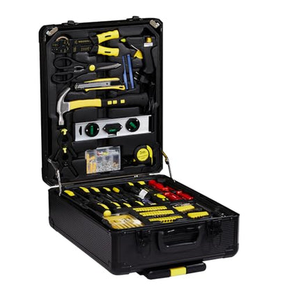 799pcs Tool Set,House Repairing Hand Tool Kits,Portable Complete Basic Repair General Hand Tool Sets,Home Basic Repair Tool Kit,with Aluminum Trolley Case,for DIY Home Maintenance (Yellow & Black) - color: 799pcs-yellow & Black