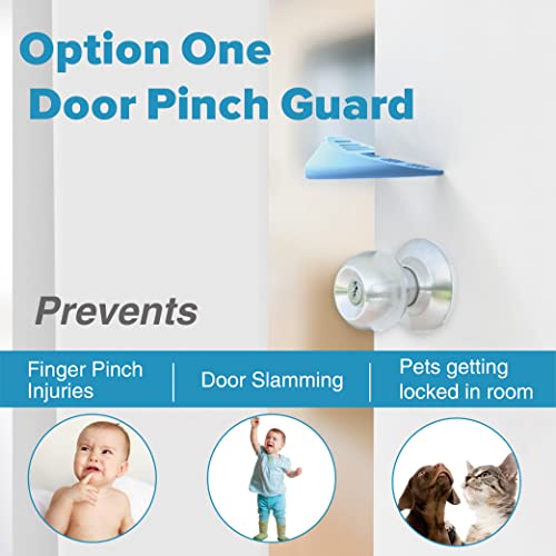Neobay Upgraded Silicone Door Pinch Guard and Door Stoppers 2 Functions in 1 with 2 Free Hooks, Heavy Duty Finger Pinch Guard Prevents Finger Pinch Injuries, Slamming Doors. 2 Packs, Blue - color: Blue upgraded 2 Packs