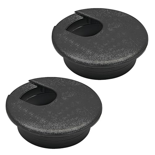 Desk Grommet 2" (50 mm), Desk Cord Hole Cover, Cable Grommet ABS Plastic, Desk Hole Grommet for Office and Home Table Cable, Detachable Cable Cord Organizer (Black 2 Pcs) - size: 2" (50 mm), style: 2 pcs Black